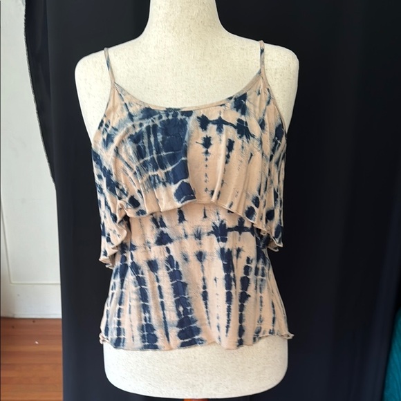 Mimi Chica Tie-Dye Spaghetti Strap Top - Blue and Tan, Medium - Picture 1 of 7